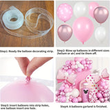 Taooba Color Palette 73pcs Pink Bow Balloon Corolla Arched Set Pink White Rose Red Bow Aluminum Foil Balloon