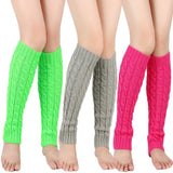 Taooba-Women Winter Leg Warmers Solid Color Knit Cable Knee High Socks Aesthetic Boot Cuffs for Streetwear Clothes Accessories