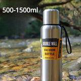 500/800ml/1000/1500ml Stainless Steel Thermos Large Capacity Vacuum Flask Portable Insulated Tumbler with Rope Thermo Bottle