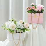 Portable Hand Bag Shape Rose Flower Packaging Box Flower Shop Wedding Mother's Day Birthday Gift Wrapping Paper Bag Box