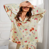 Taooba Long-sleeved printed pajamas split irregular trousers loose suit women's household clothes