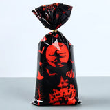 50pcs Halloween Cellophane Packing Bag Halloween Party Decor Trick or Treat Bags Bat Witch Ghost Printed Plastic Candy Gift Bag