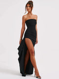 Taooba Ravish in Slit Strapless Maxi Dress