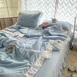 Ins Princess Style Pure Water Washed Cotton Summer Quilt Sheet Two Person Summer Cool Quilt Set Of Four Pieces Quilt Air