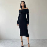 Taooba-2024 Spring New Women's Elegant Dress Fashion Style Slim Contrast Color Dress Elegant Sexy Party Dress Club Outfit