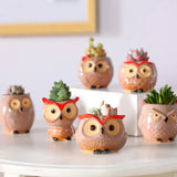 Taooba-Mini Owl Flower Pot Garden Office Decoration Succulent Ceramic Flowerpot Pastoral Cute Animal European Style Household flowerpot