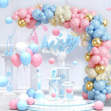 107Pcs Macarons Pink Blue Balloon Garland Arch Set Baby Boy or Baby Girl Birthday Gender Reveal Wedding Party Decorations Globos