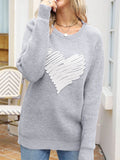 Taooba-Women's Love Heart Pullover Sweater Long Sleeve Crewneck Sweater Oversized Knit Sweater Valentine's Day 2024