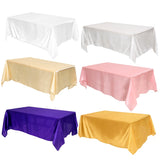 Satin Tablecloth For Wedding 145x220cm Bright Smooth Silk Table Cover for Wedding Banquet Anniversary Dining Table Decor