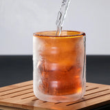 Taooba-300ml Double Wall Insulated Glass Cup Irregular Wave Shaped Heat Resistant Thermo Tea Coffee Water Mug Clear Drinking