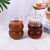 Taooba-Creative Glass Cups Ripple Drinking Glasses Clear Glass Cup Bar Glassware Ribbed Wave Shape Beverage Glasses Wine Coffee Mug