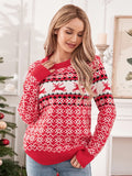 Taooba-2024 New Knitting Sweaters Christmas Women's Cute Cartoon Print Knitwear Long Sleeve Round Neck Pullover Holiday