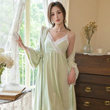 Taooba Sexy Thicken Double-sided Island Velvet Women's Robe Sets Vintage Princess Lace Night Dress Autumn Winter Home Wear