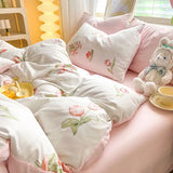 Bedding Set Ins Style Minimalist Style Fresh Four PIECE Set With Double-layer Gauze Duvet Cover, Bed Sheets Comforter Set