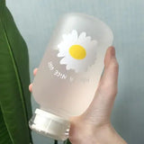 Taooba-Double lid daisy transparent frosted high borosilicate glass portable ins straw drinking cup