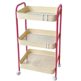 Taooba Christmas gift 3 Layer Contrast Color Trolley Storage Shelf Multi-layer Movable Trolley Cosmetics Snack Storage Rack Bathroom Mobile Shelf Home