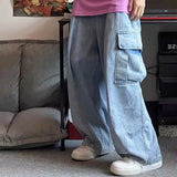 Taooba-Baggy Jeans Men Black Wide Denim Pants Oversize Cargo Korean Fashion Male Clothes Streetwear Trousers Sweatpants