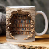 3D Bookshelf Ceramic Mug Creative Space Design Library Shelf Cup Tea Milk Coffee Cups Home Table Decoration Readers Friends Gift