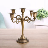 Taooba-Candle Holders 3-arms/5-arms Bronze Metal Wedding Candlestick home Decoration Candle Stand Light Holder for Home Decor