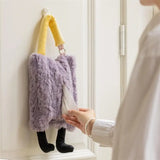 Taooba-Hanging Tissue Box Imitation Fluffy Rabbit Fur Napkin Holder Wall Hanging Decoration Handbag Paper  Napkin Holder