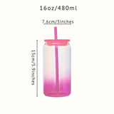 Taooba-1pc Glass Cup With Lid 16oz 480ml Drinking Glasses Iced Coffee Glass Cup Smoothie Cups Tumbler Glass Reusable Boba Cup Drinkware