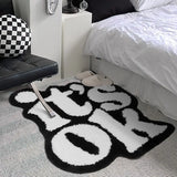 Taooba Christmas Gift It's OK Rug Handmade Fluffy Plush Tufted Living Room for Bedroom Dorm Suitable for Room Decor Housewarming Gift