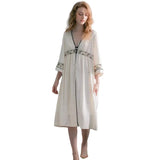 Taooba Sexy White Color  2 Pieces Women's Ice Silk Robe Sets Long Sleeve Royal Roupas De Dormir Femininas Lace Summer Night Dress