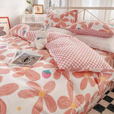 Floral Ins Style Duvet Cover Set with Pillowcases Flat Sheet No Comforter Queen Twin Size Hot Sale Bed Linens