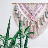 Taooba-Colorful Macrame Hanging Tapestry Tassel Pendant Bohemia Wall Tapestry Handwoven Cotton Rope  Decorate Room Background