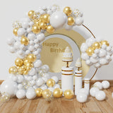 White and Gold Balloons Garland Arch Kit Retro Beige White Balloons Wedding Decor Birthday Baby Shower Party Backdrop Globos