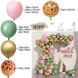 Taooba Color Palette Jungle Safari White Balloon Garland Arch Kit Kids Birthday Party Supplies Deer Pattern Gold Latex Ballons Baby Shower Decoration