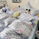 Taooba Ins Nordic Duvet Cover Set 2024 Summer New Twin Queen Size Kids Adult Flat Sheet Pillowcase No Filler Fashion Bed Linens