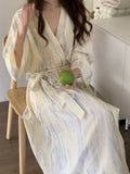 Taooba-Female Cotton Kimono Robe V-Neck Nightgown Sleepwear Loose Intimate Lingerie Autumn New Sleepwear Bathrobe Gown Casual Homewear