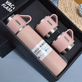 500ml Business Thermal Mug Set Stainless Steel Reusable Multipurpose Vacuum Insulated Bottle with 2 Cups for Hot & Cold Drinks