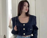 Taooba-Spring Autumn New Skirt Set 2 Piece Sets Women Outfit Long Sleeve Short Coat A-Line Mini Skirts Korean Chic Elegant Fashion Suit