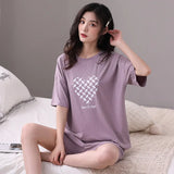 Taooba-Summer Modal Women Pyjamas Loose Pajamas Sets Sleepwear Casual Nightwear Pijama Mujer Shorts short sleeve M-2XL home clothes set