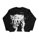 Taooba-New Hip Hop Streetwear Knitted Sweater men Gothic portrait Print Pullover autumn Harajuku Cotton sweater women Oversized Sweater