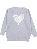 Taooba-Women's Love Heart Pullover Sweater Long Sleeve Crewneck Sweater Oversized Knit Sweater Valentine's Day 2024