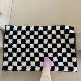 Taooba-Nordic Checkerboard Rug Soft Tufting Enter Door Floormat Carpet Non-slip Absorbent Bathroom  Feet Pads Toilet Kitchen Door Mats