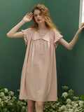 Taooba New Fashion Summer Cotton Sweet Women's Nightgowns Soft Loose Sleepwear Elegant Vintage Princess Night Dress