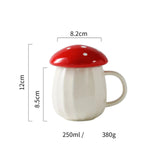 Taooba-1pc 300ml Red Lid Creative Mushroom Shaped Coffee Mugs Fine Ceramic Milk Cup with Handle Birthday Gift for Women Mom Drinkware