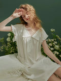 Taooba New Fashion Summer Cotton Sweet Women's Nightgowns Soft Loose Sleepwear Elegant Vintage Princess Night Dress