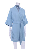 Taooba Crape Cotton Robe Women's Nightwear Mini Bathrobes Lace Up Sleepwear Muslin Women'S Home Clothes Solid Color Robes Women Nightie