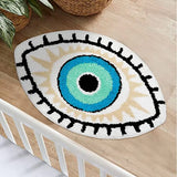 Taooba Christmas Gift White Evil Eye Rug Bath Mat Non-Slip Kitchen Mat Absorbent Tufted Kids Bathroom Washable Eye Shaped Shaggy Floor Carpet for Pets