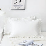 Modern White Ruffle Pillow Sham Decorative Washed Cotton Pillowcases Princess Style Pillow Cover Cushion 48x74cm