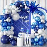 Taooba Color Palette 94PCS Navy Blue White Metal Slender Balloon Garland Set, Suitable for Graduation,Retirement, Wedding Party, Birthday Celebration