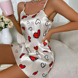 Taooba Fashion Ladies Sexy Sling Nightdress Women's Sexy Lingerie Satin Sleepwear Floral Pinting Silk Nightwear Homewear Mini Dress