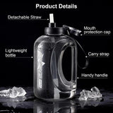 Taooba-1pc Half Gallon Water Bottle 1.8L/2.8 L Large Water Bottle with Straw and Portable Handle Strap Gym Water Bottle for Sports