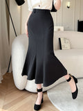 Taooba High Waist Mermaid Skirts Women New Arrival 2024 Korean Style Solid Color Office Ladies Elegant Slim Long Skirt