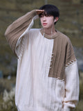 Taooba-Taooba Knitted Sweater Men Pullover Oversize Sweaters Male Winter Harajuku Casual Streetwear Patchwork Autumn Hip Hop Spliced